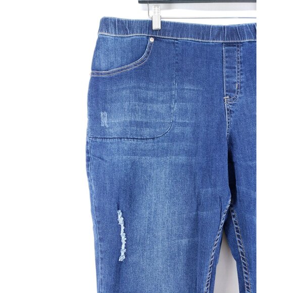 Just My Size Womens 3X Denim Jeggings Stretch Slim Fit Distressed Fray Hem High - Picture 5 of 11